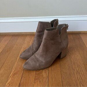 SHEIN Women's Tan Beige Faux Suede Ankle Heel Boots Booties Point Toe Size 8